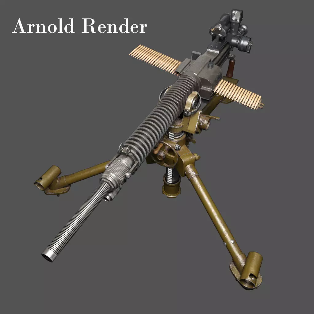 Japanese heavy machine gun during World War II 3D model_0