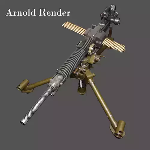 Japanese heavy machine gun during World War II 3D model