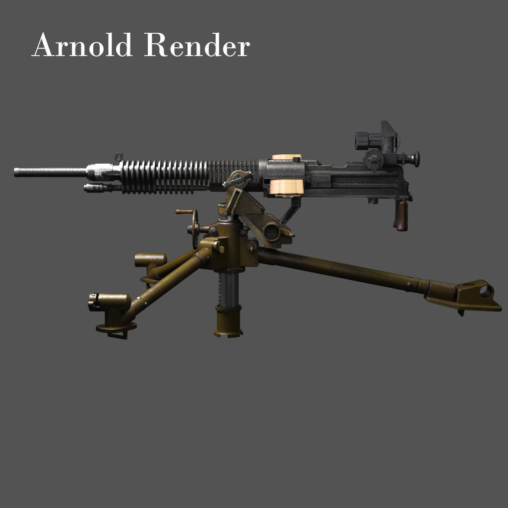 Japanese heavy machine gun during World War II 3D model_1