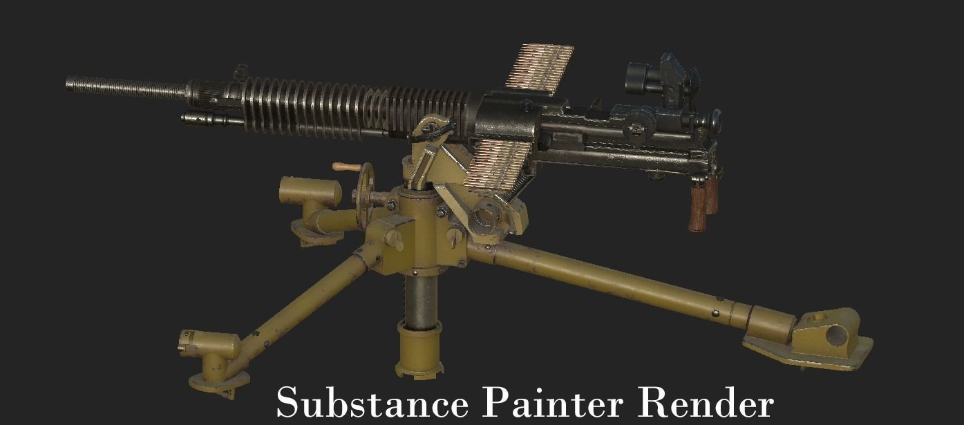 Japanese heavy machine gun during World War II 3D model_7