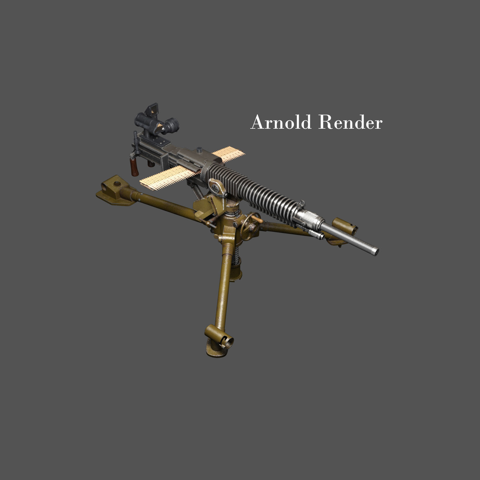 Japanese heavy machine gun during World War II 3D model_4