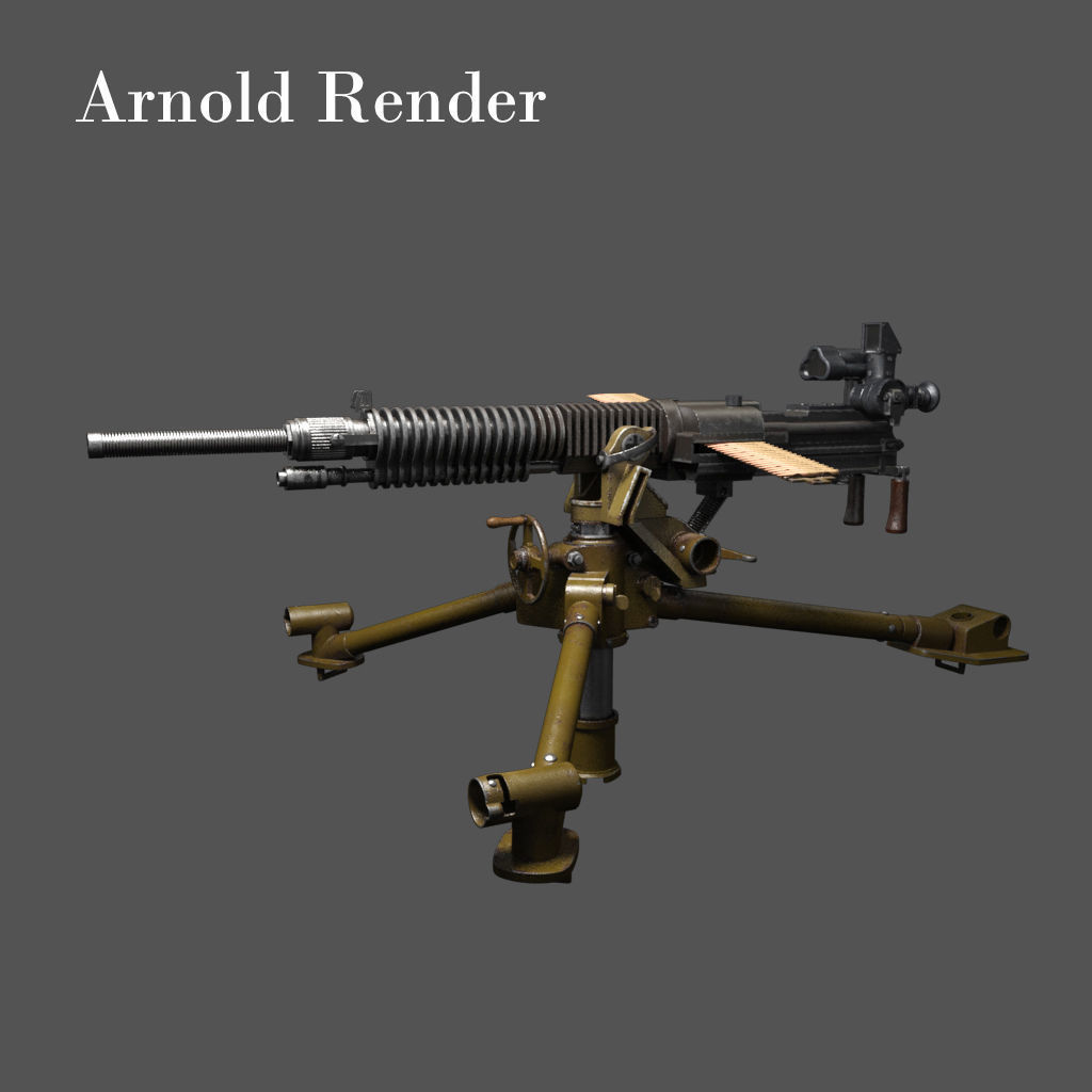 Japanese heavy machine gun during World War II 3D model_3