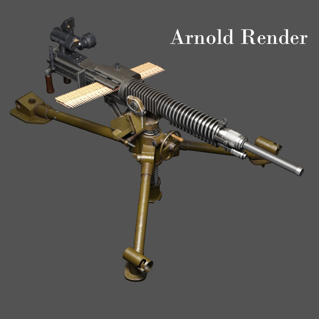 Japanese heavy machine gun during World War II 3D model_2