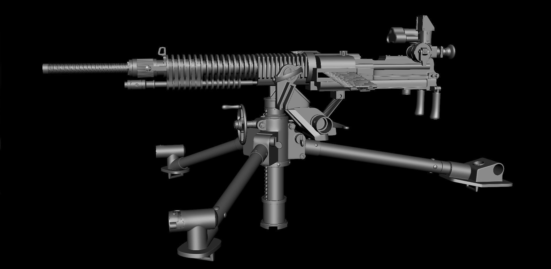 Japanese heavy machine gun during World War II 3D model_6
