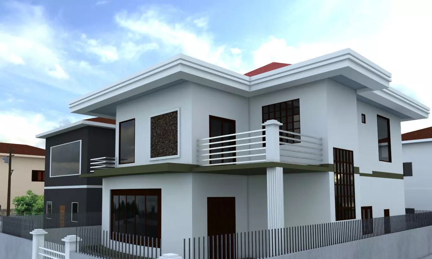 2 storey Building  3D model_0