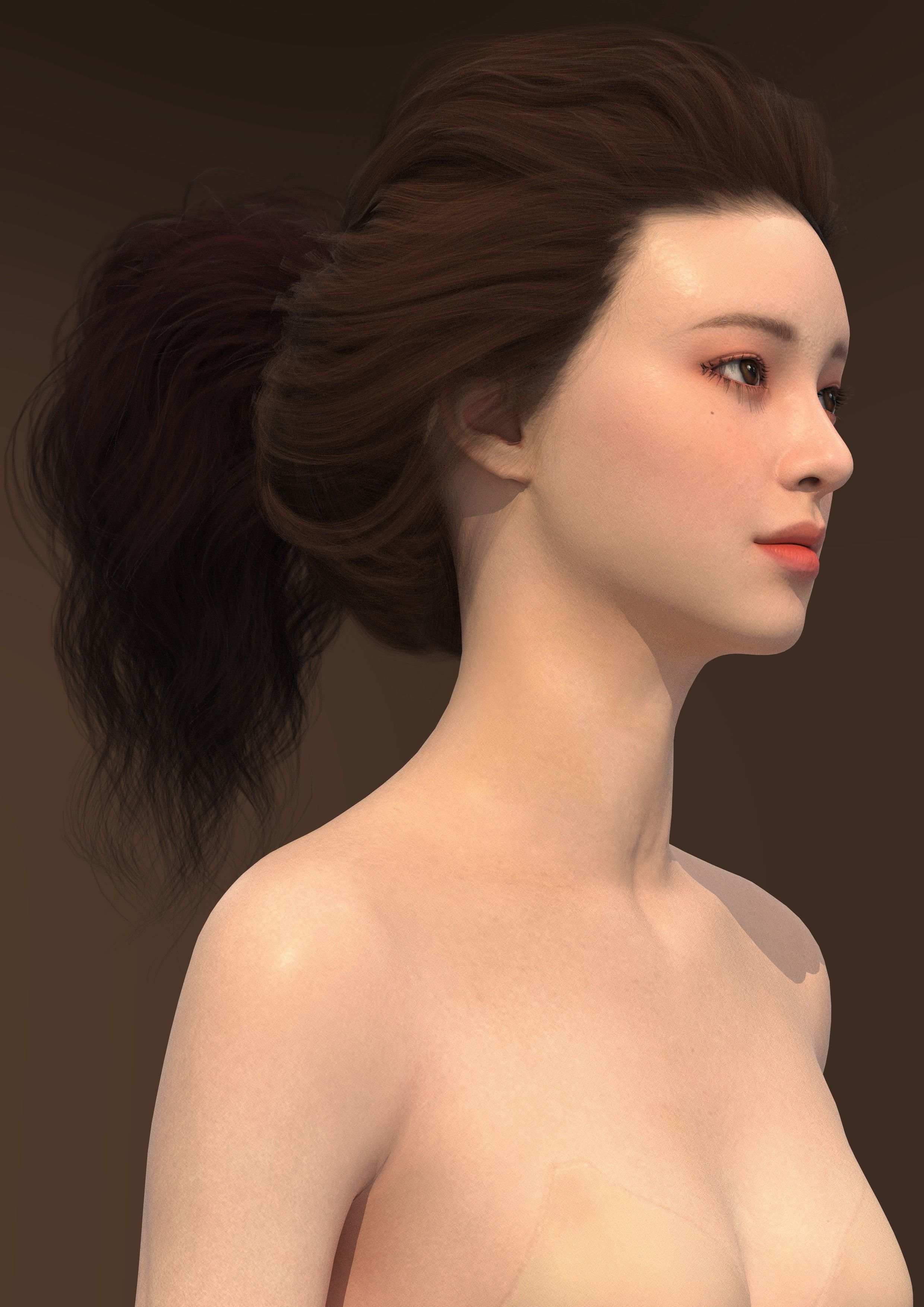Long hair 004-FV2 for Yuna-FV2 3D model from 3DClo Software 3D model_1