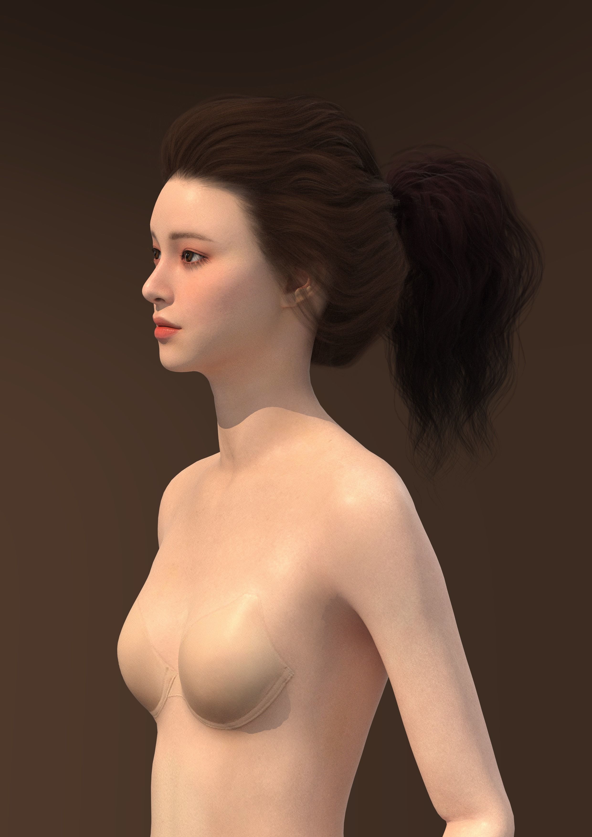 Long hair 004-FV2 for Yuna-FV2 3D model from 3DClo Software 3D model_7