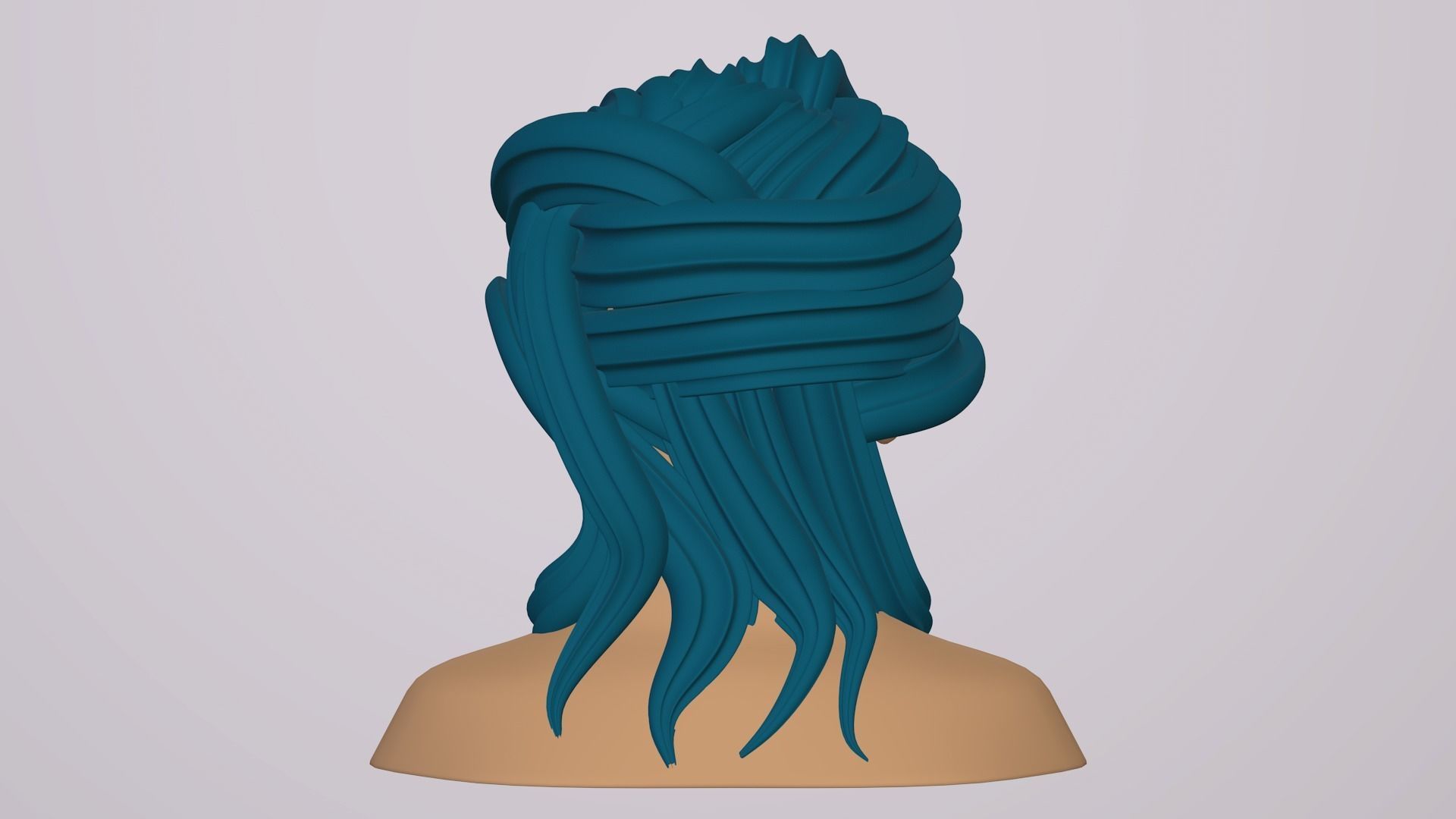 Female Head Stylized Base mesh with Hair in blender curve 2 Low-poly 3D model_9