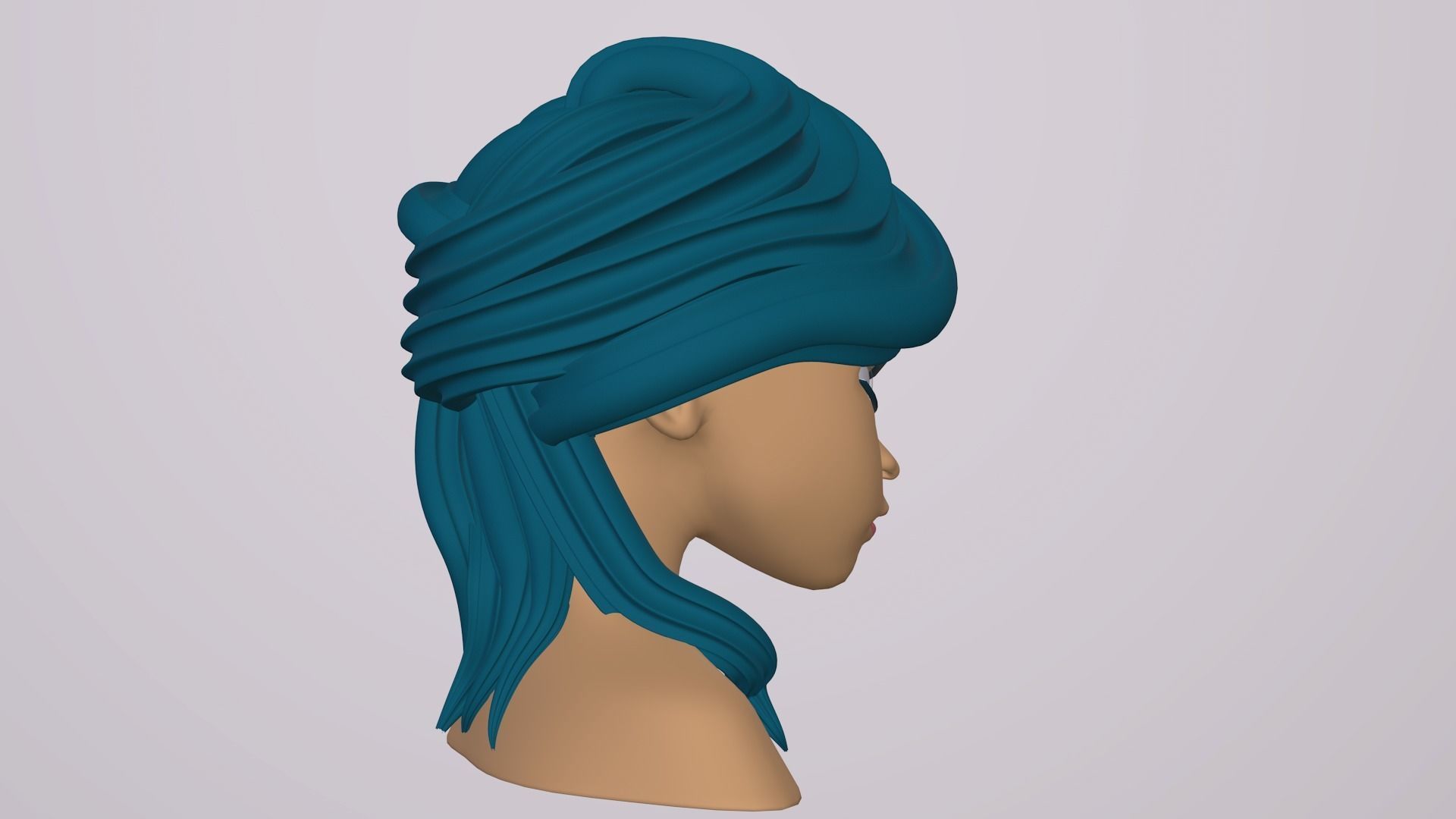 Female Head Stylized Base mesh with Hair in blender curve 2 Low-poly 3D model_7