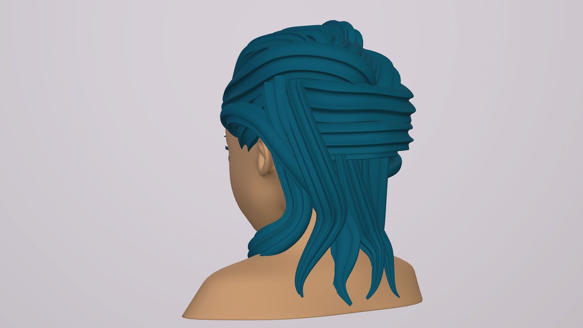 Female Head Stylized Base mesh with Hair in blender curve 2 Low-poly 3D model_10
