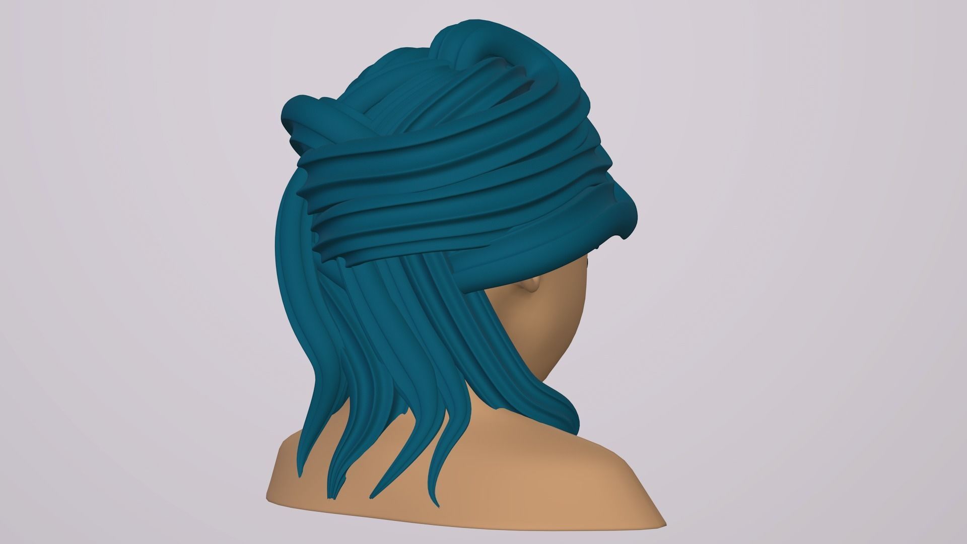Female Head Stylized Base mesh with Hair in blender curve 2 Low-poly 3D model_8