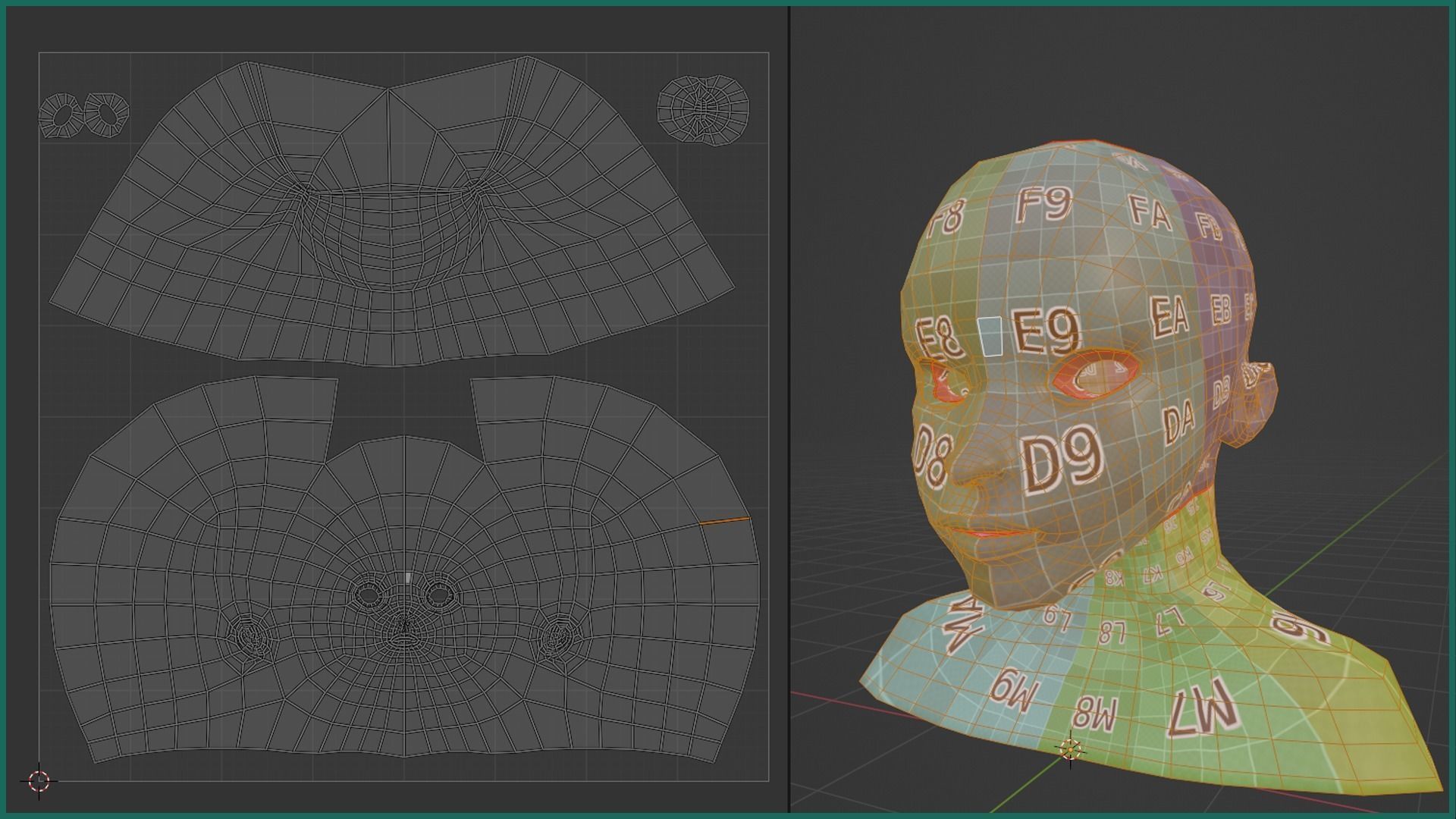 Female Head Stylized Base mesh with Hair in blender curve 2 Low-poly 3D model_3