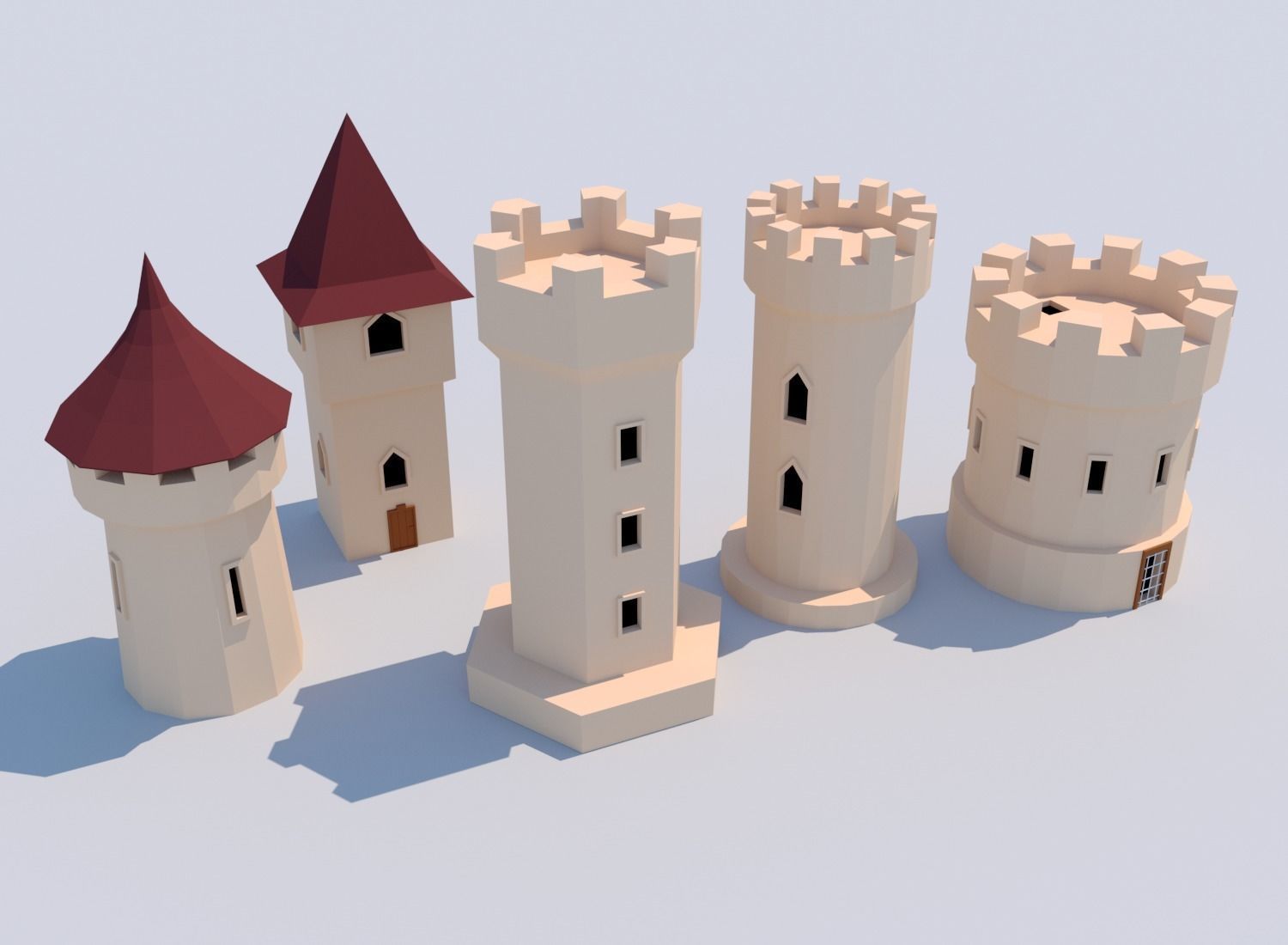 Low poly Mobile game CASTLE ASSET Low-poly 3D model_2
