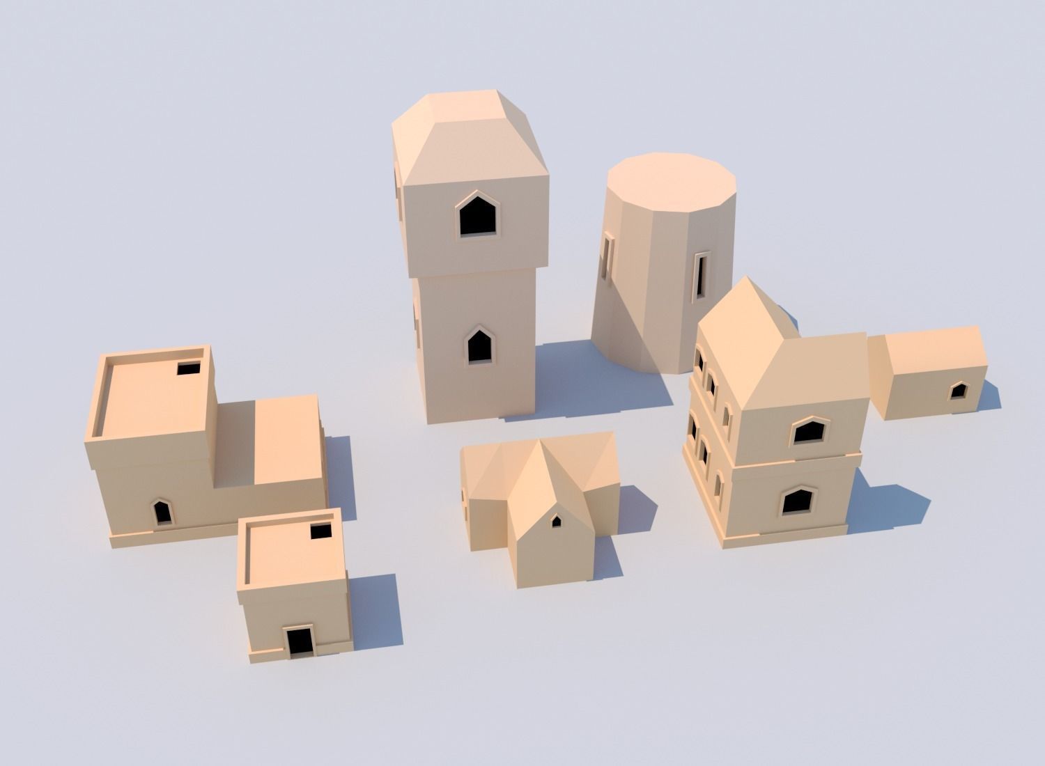 Low poly Mobile game CASTLE ASSET Low-poly 3D model_6