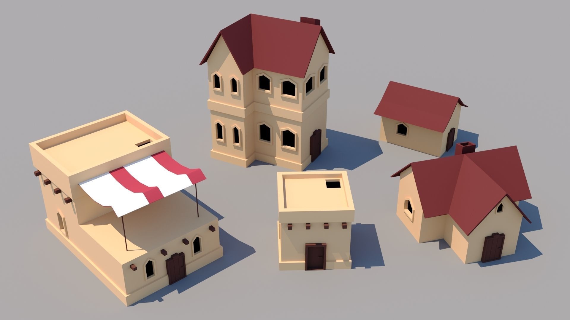 Low poly Mobile game CASTLE ASSET Low-poly 3D model_1