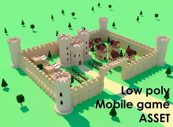 Low poly Mobile game CASTLE ASSET