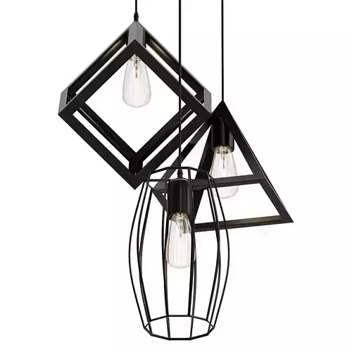Crysking three pendant lights hanging from metal cage