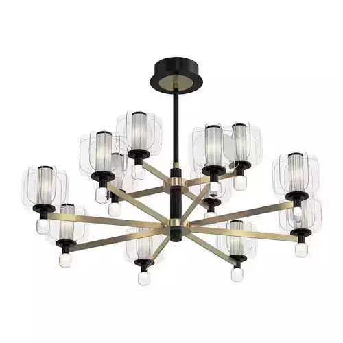 CARINA modern chandelier with brass and glass shades