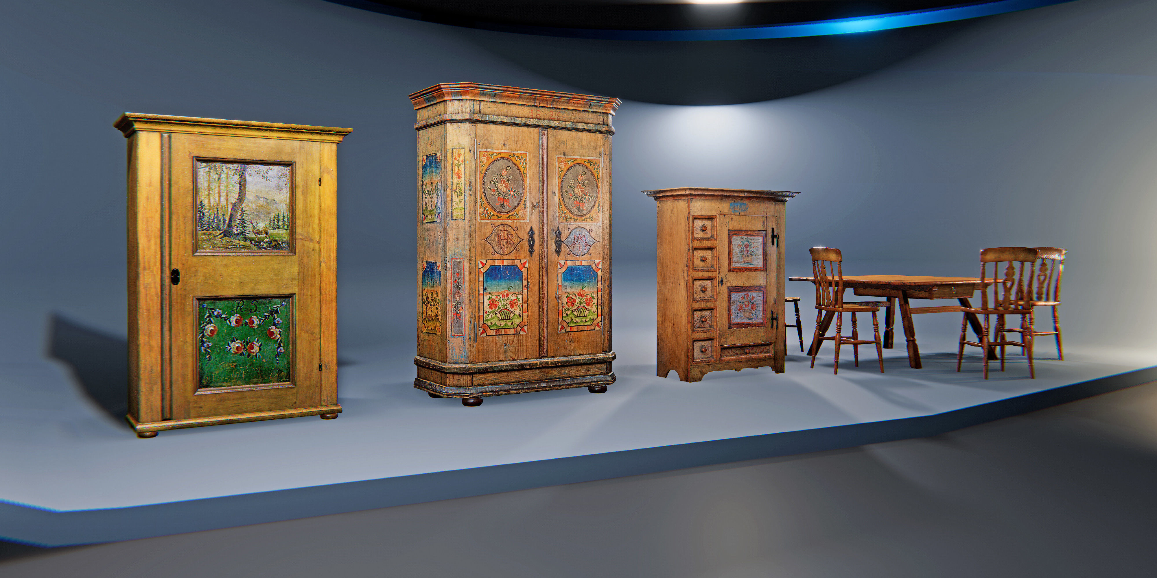 Old Vintage Furniture Pack Low-poly 3D model_10