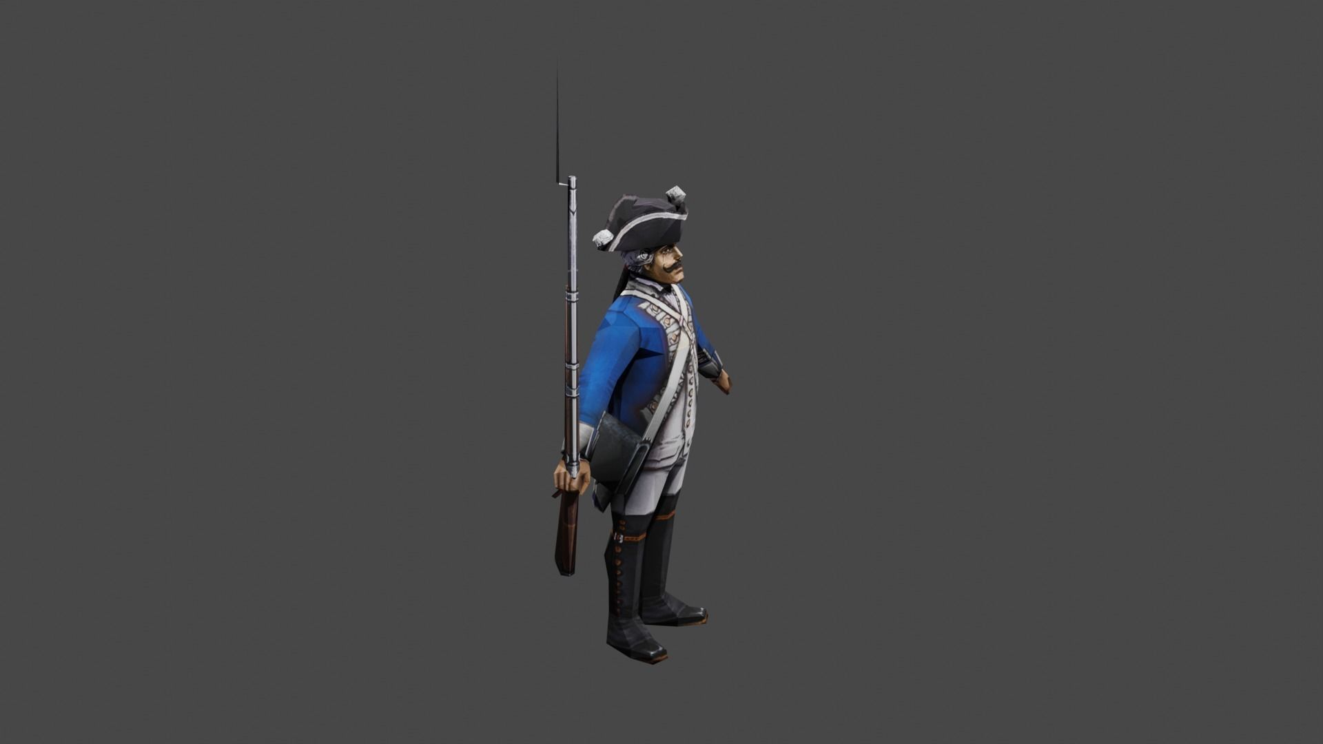 Prussia musketeer 18th Low-poly 3D model_1