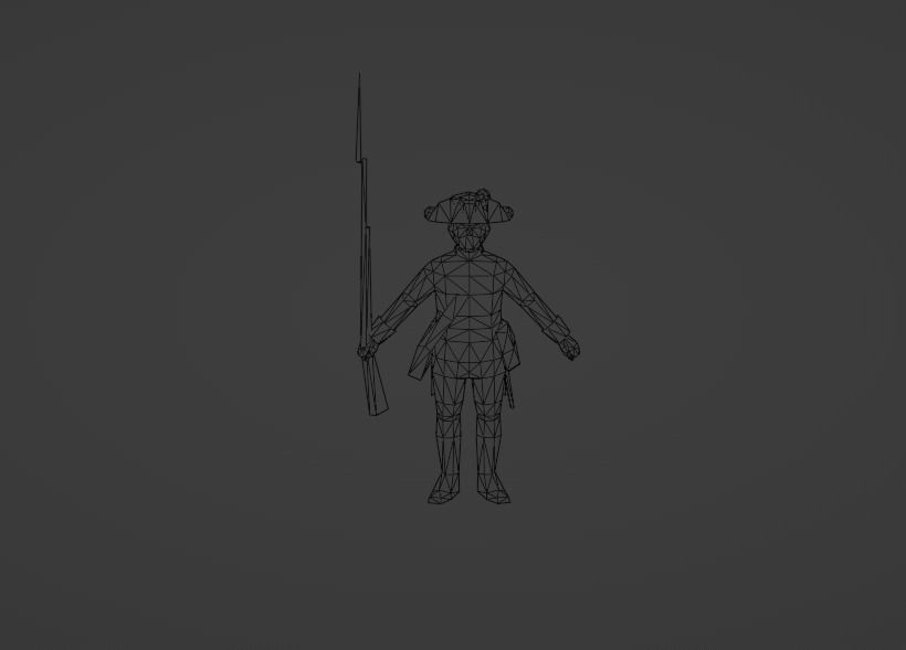 Prussia musketeer 18th Low-poly 3D model_5