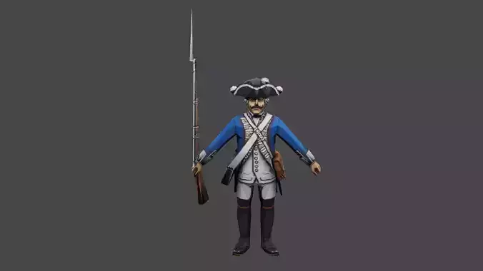 Prussia musketeer 18th Low-poly 3D model
