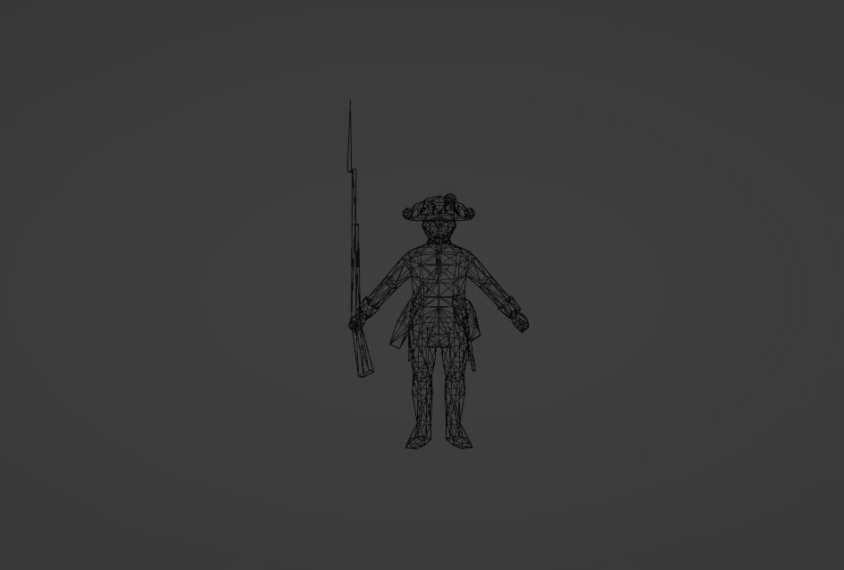 Prussia musketeer 18th Low-poly 3D model_4