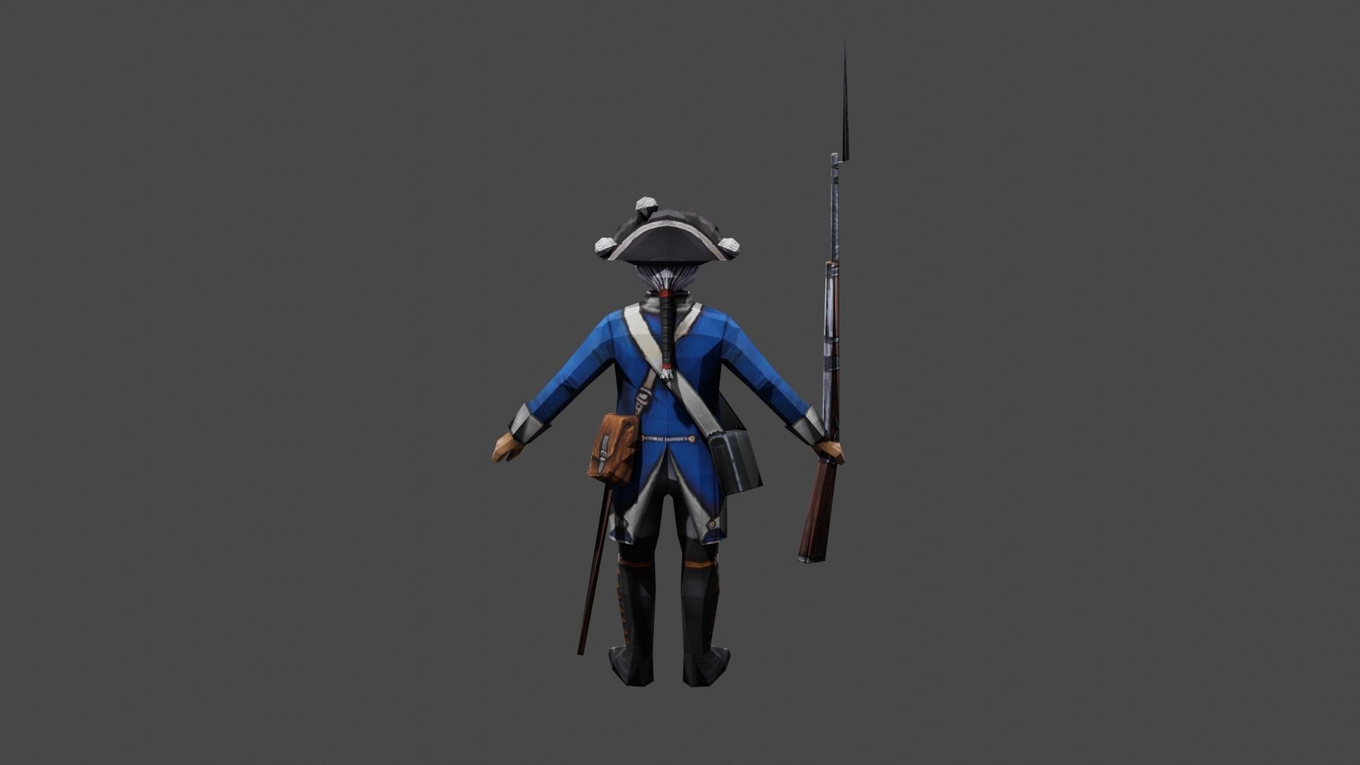 Prussia musketeer 18th Low-poly 3D model_2