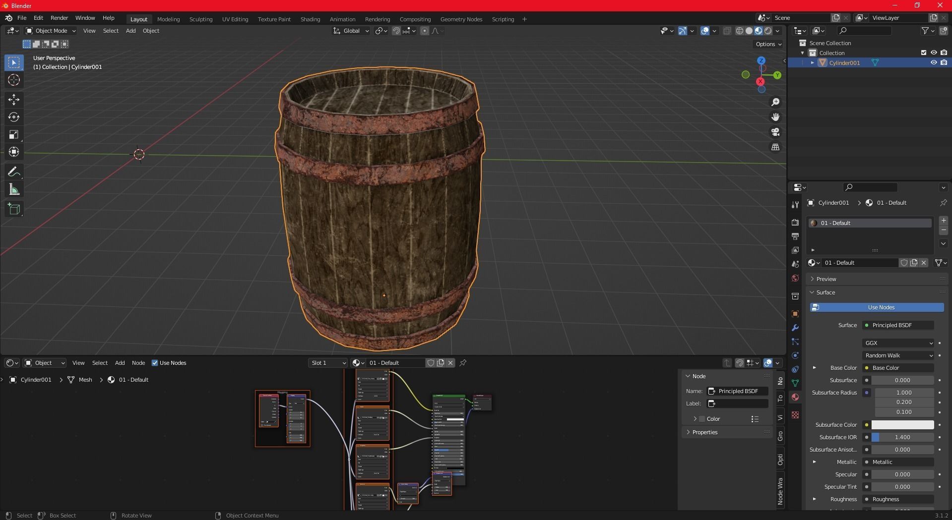 Barel With PBR Texture and Low-poly 3D model_8