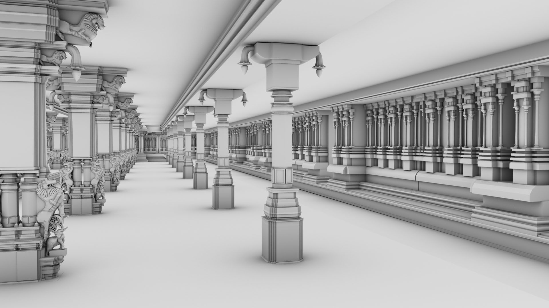 god murugan temple interior 3D model_18