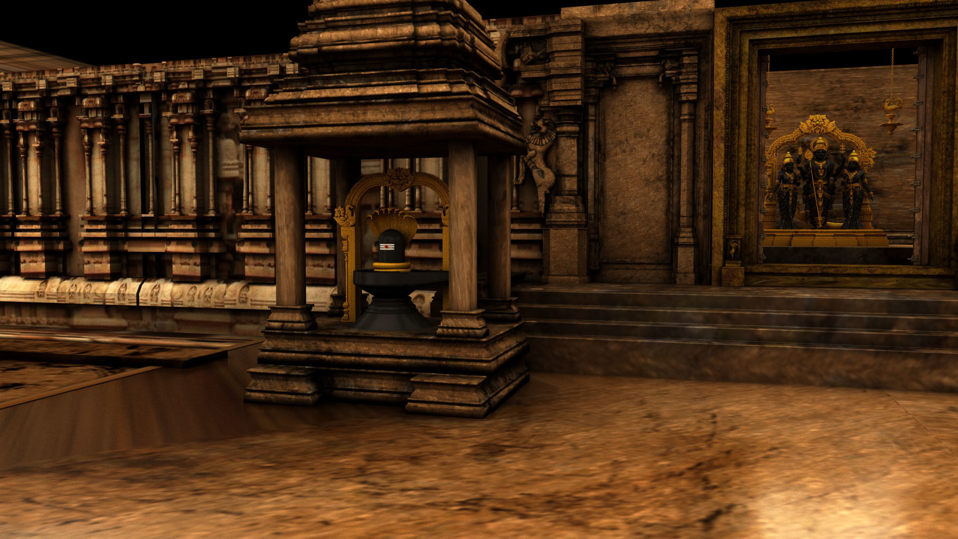 god murugan temple interior 3D model_8