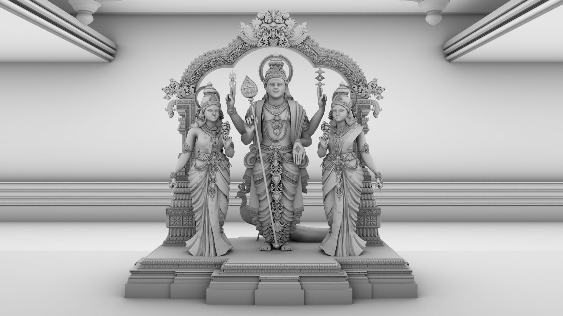 god murugan temple interior 3D model_13