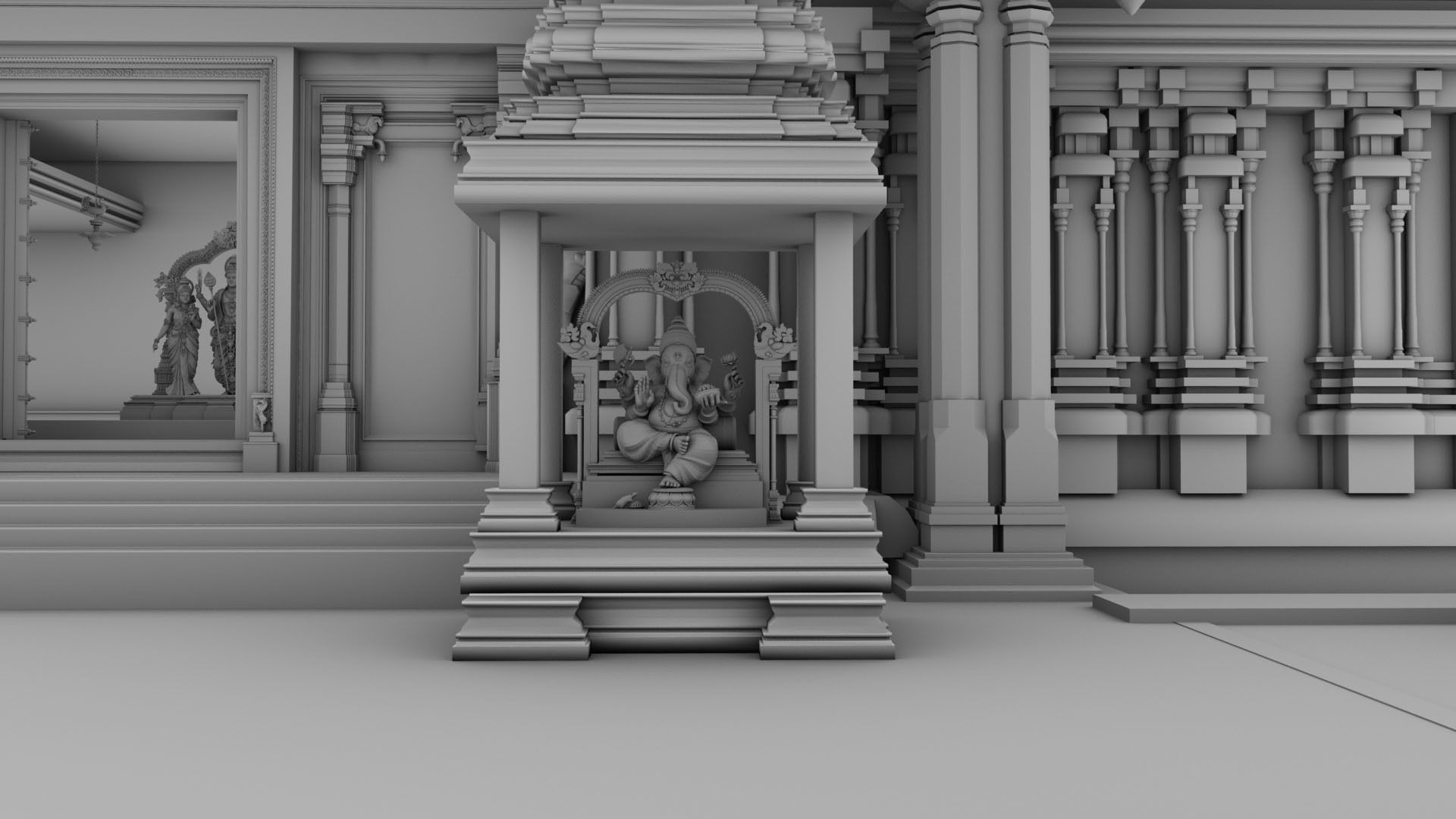 god murugan temple interior 3D model_16