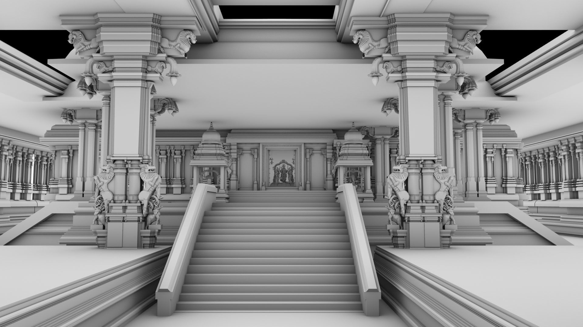 god murugan temple interior 3D model_14