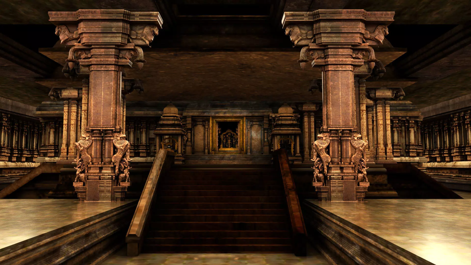 god murugan temple interior 3D model_0