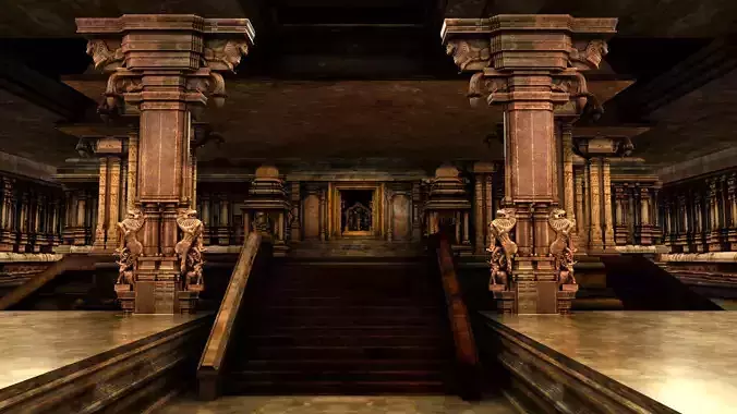 god murugan temple interior 3D model