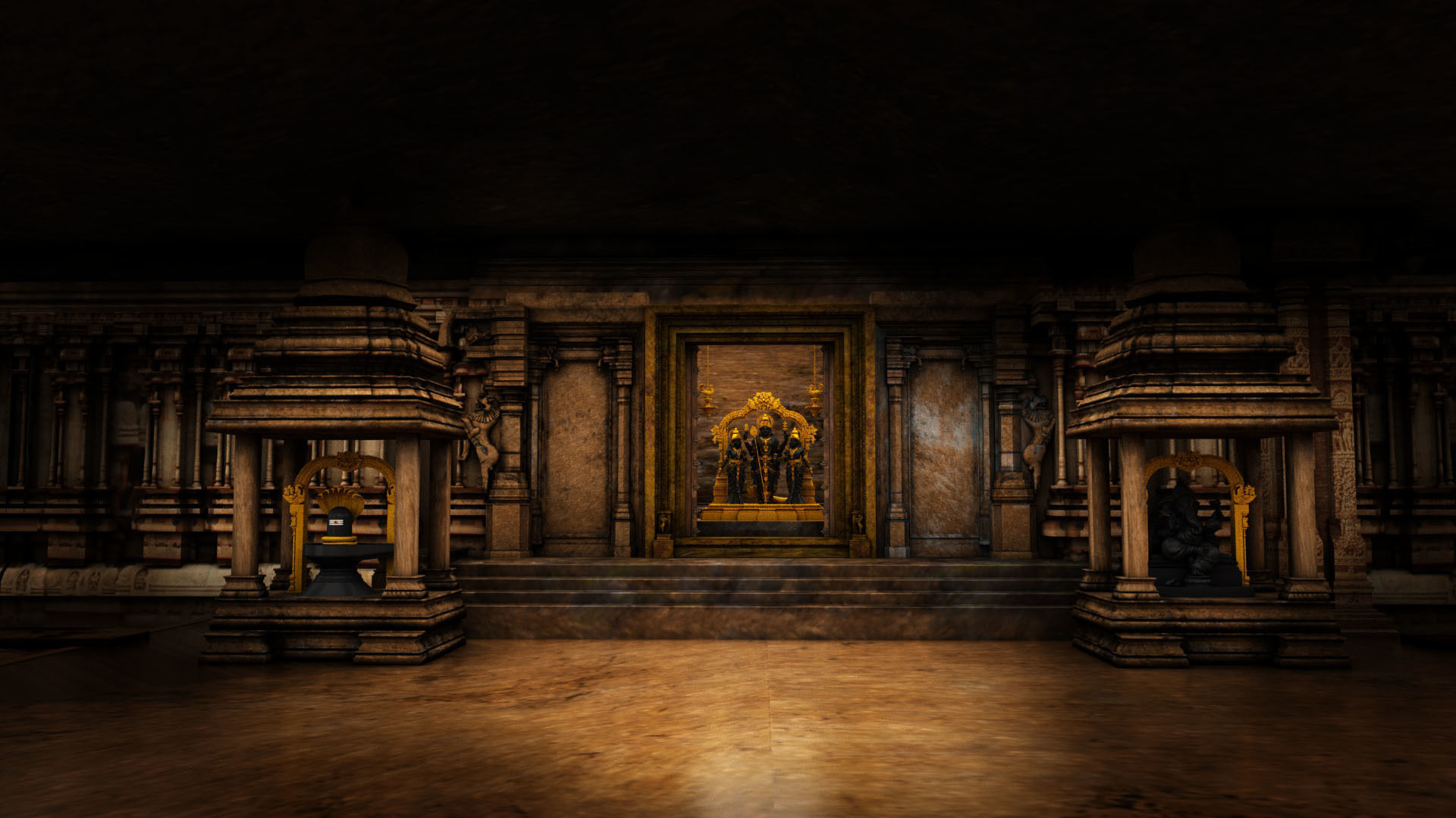 god murugan temple interior 3D model_7