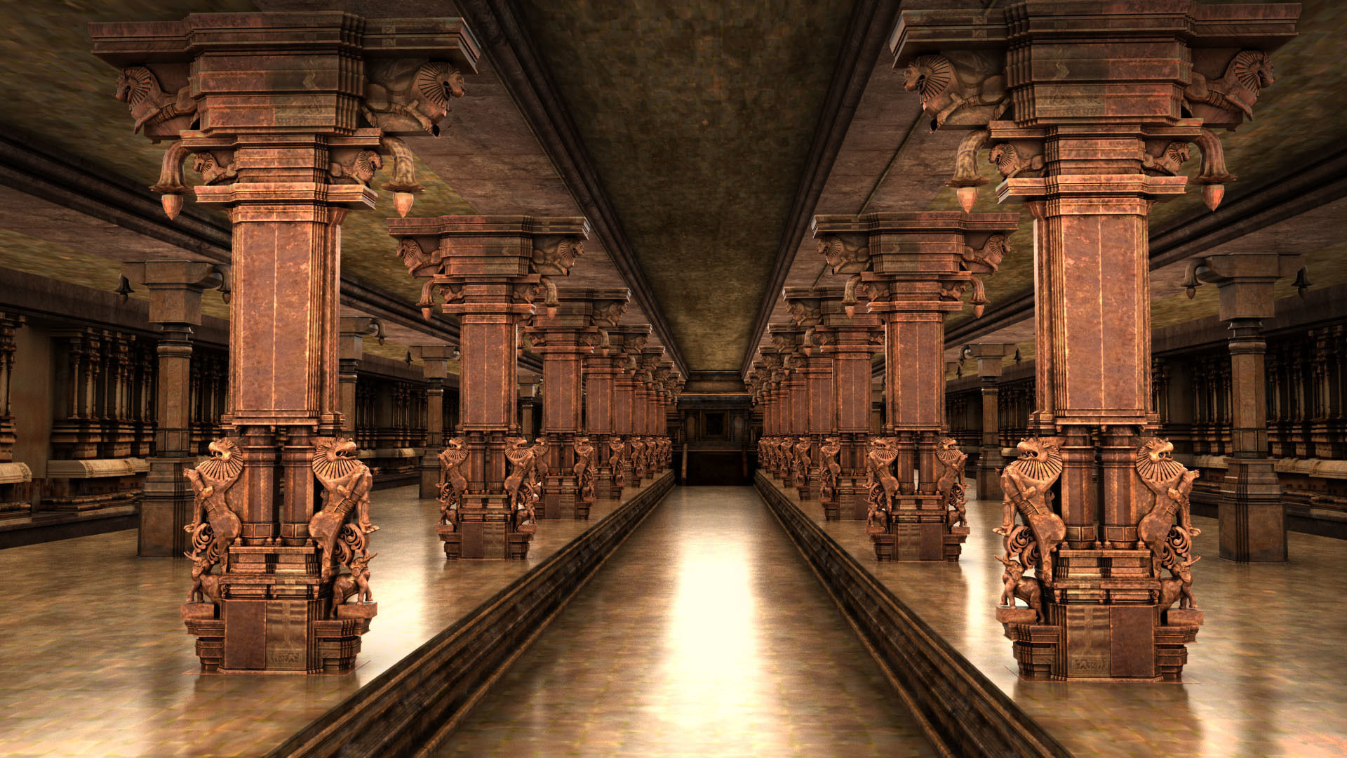 god murugan temple interior 3D model_9