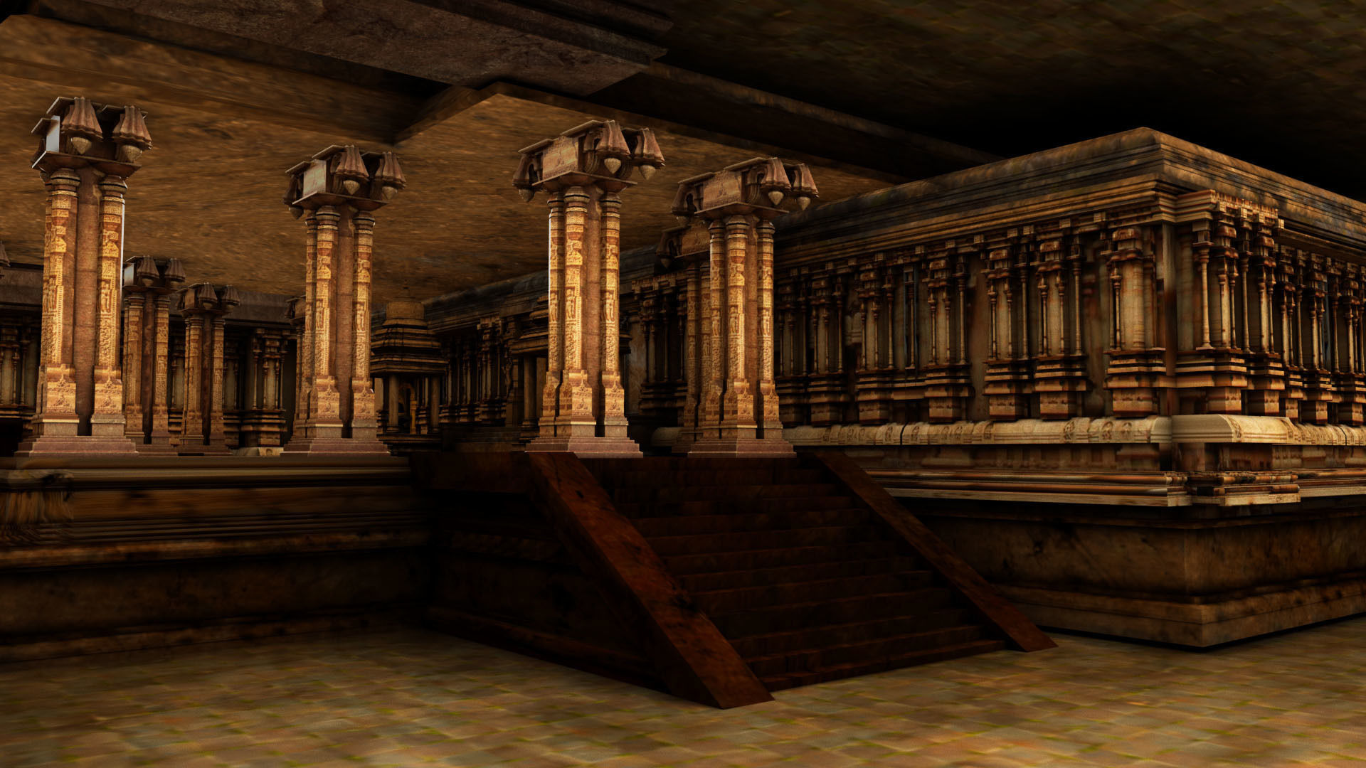 god murugan temple interior 3D model_4