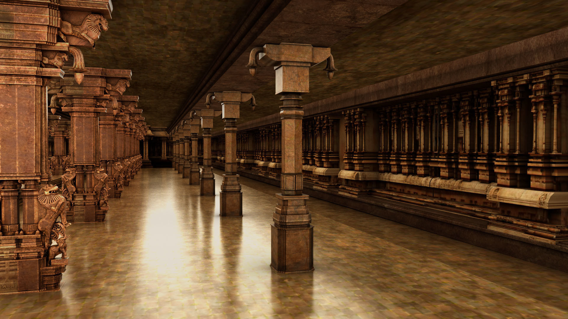 god murugan temple interior 3D model_5