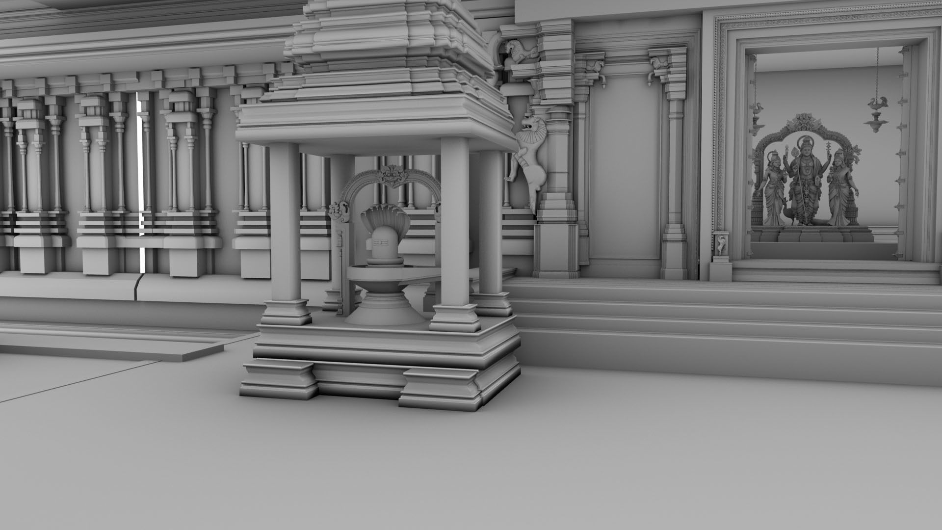 god murugan temple interior 3D model_17