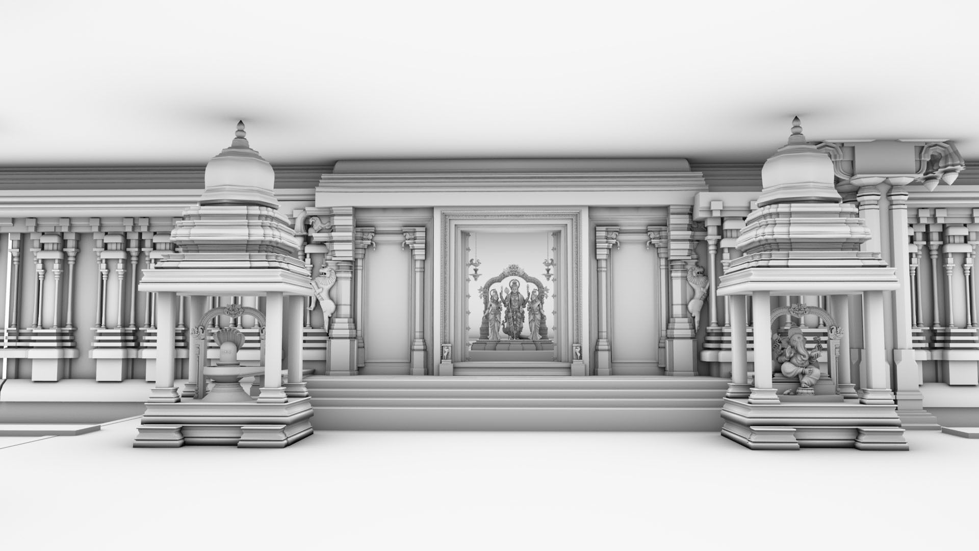 god murugan temple interior 3D model_11