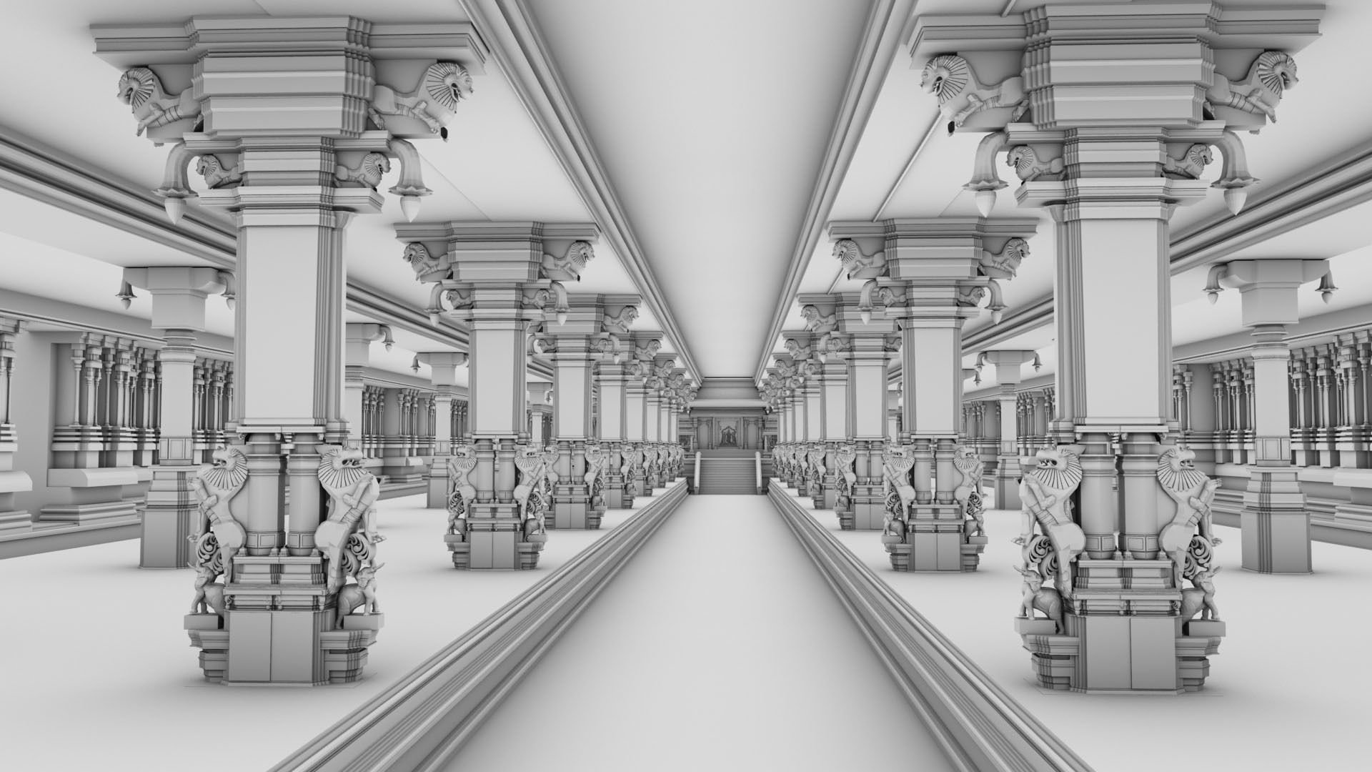 god murugan temple interior 3D model_12