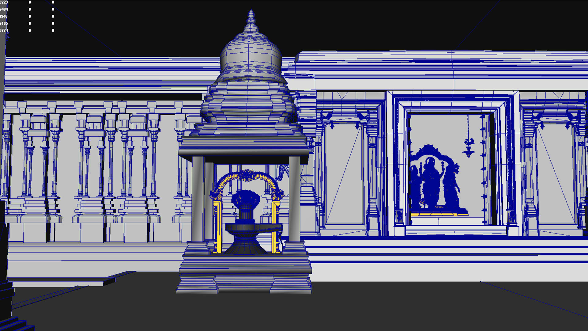 god murugan temple interior 3D model_27
