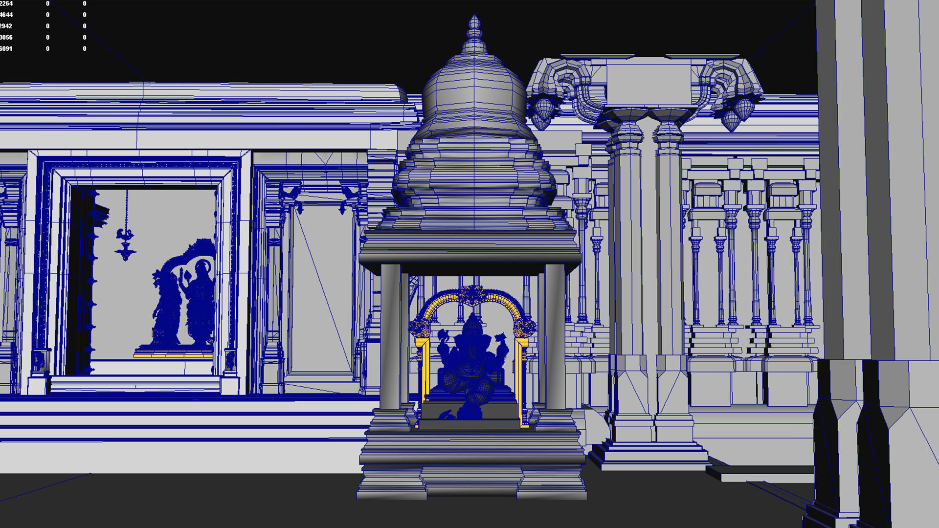 god murugan temple interior 3D model_26