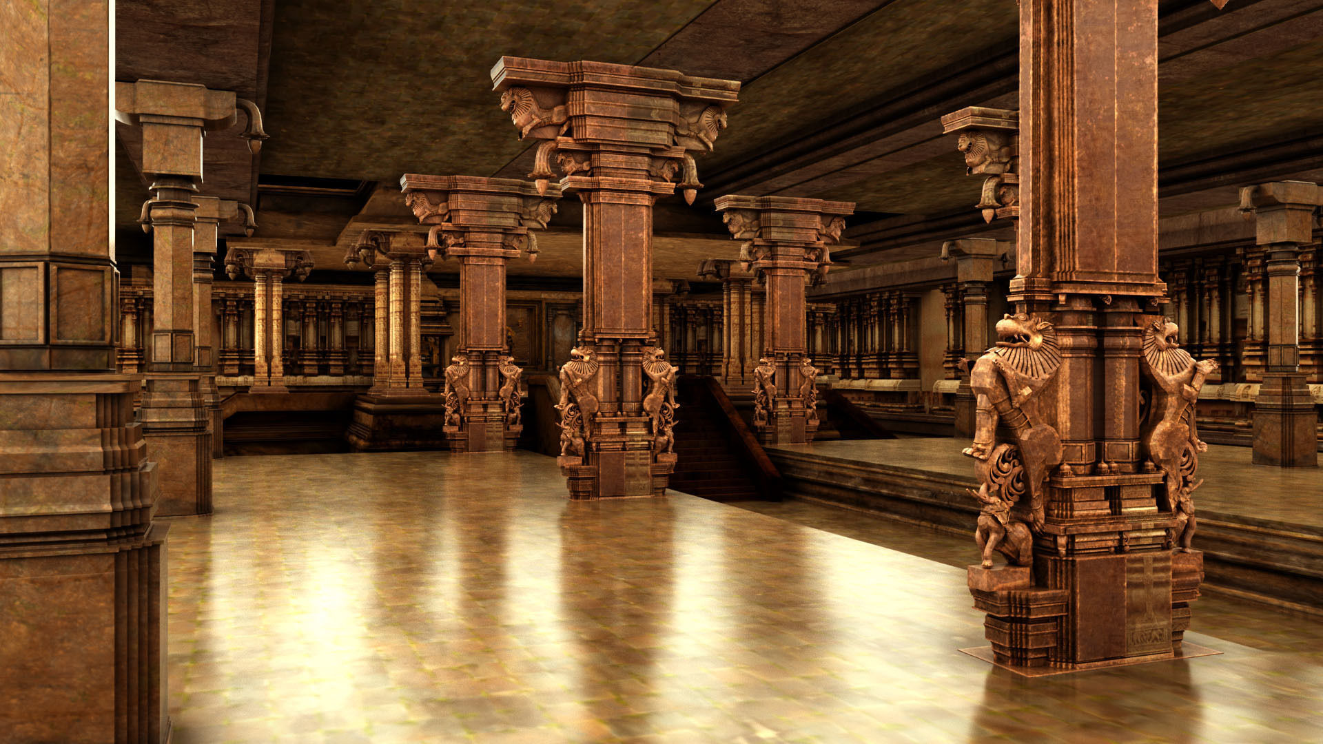 god murugan temple interior 3D model_3
