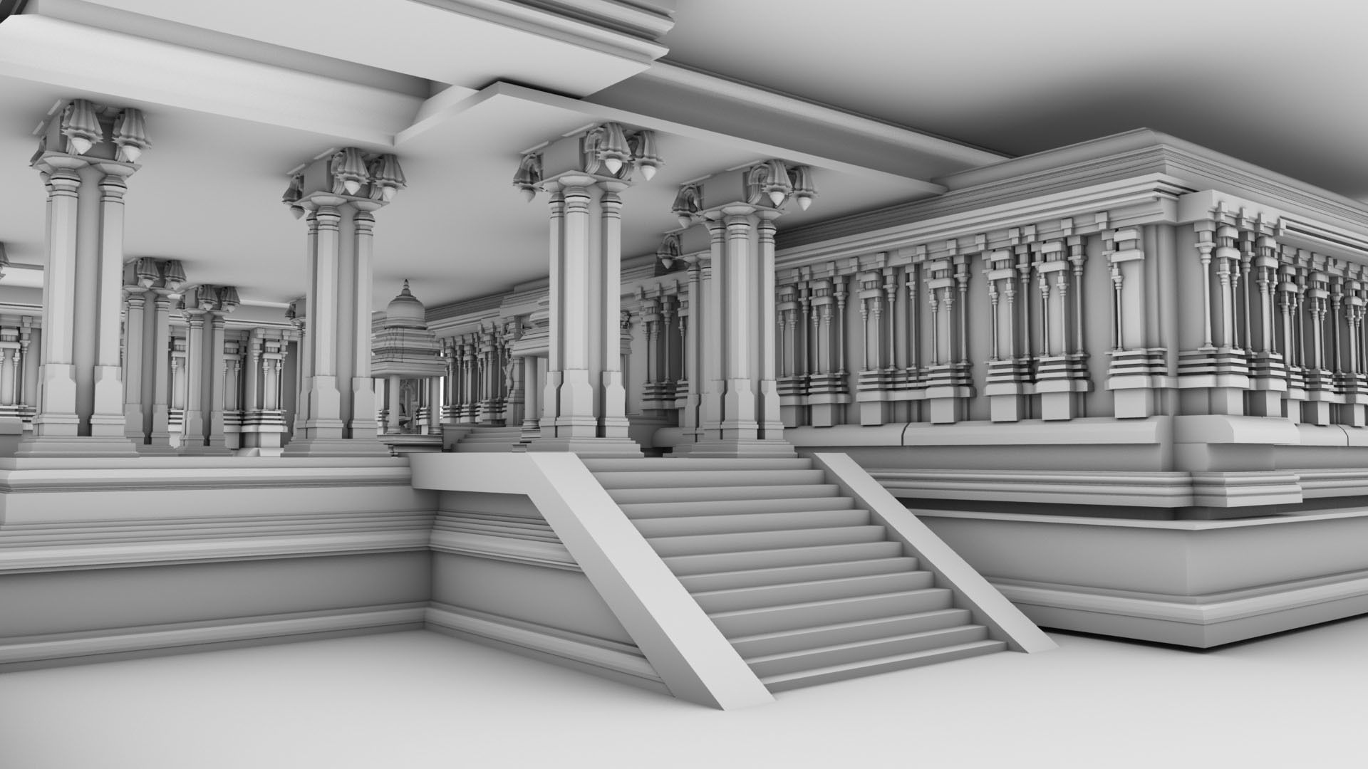 god murugan temple interior 3D model_10