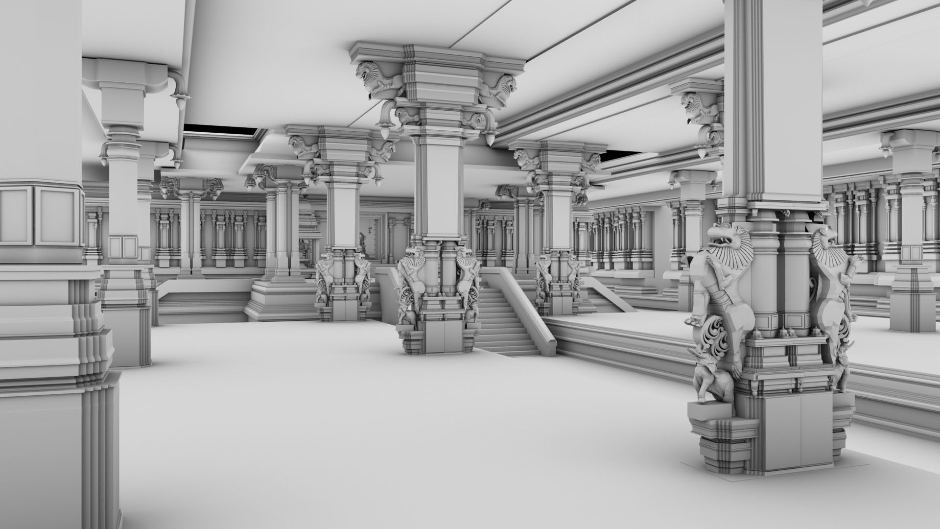 god murugan temple interior 3D model_15