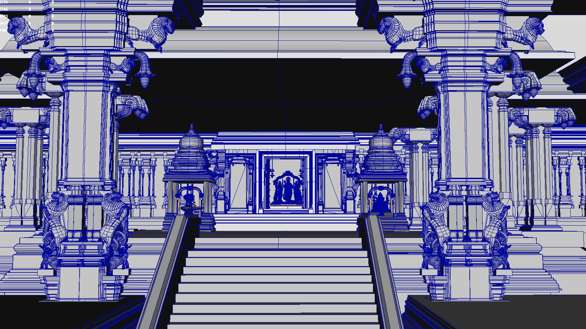 god murugan temple interior 3D model_25