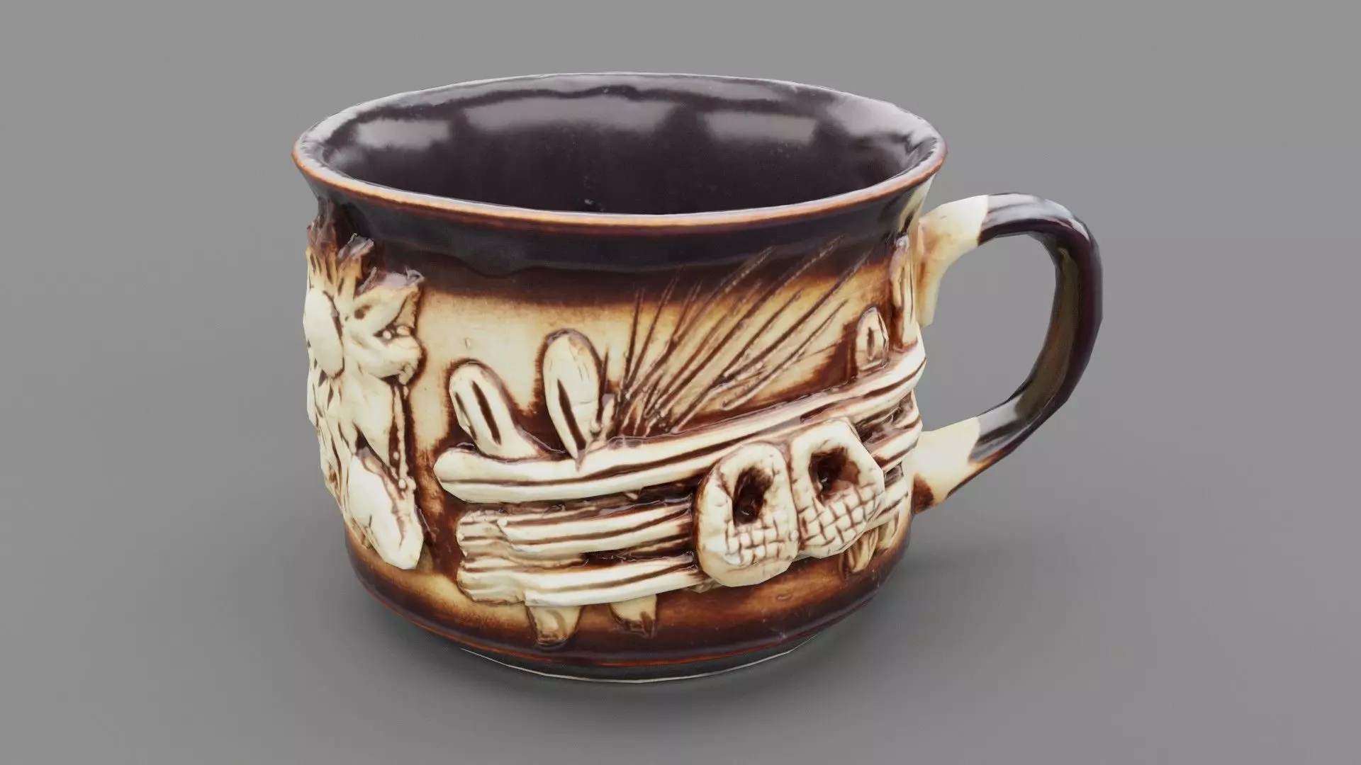 Ethnic clay cup 02 Low-poly 3D model